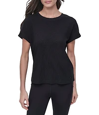 DKNY Sport by Donna Karan Mini Waffle Crew Neck Short Sleeve T-Shirt