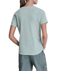 DKNY Sport By Donna Karan Overtime Mesh Crew Neck Short Sleeve Bungee Ruched Tee