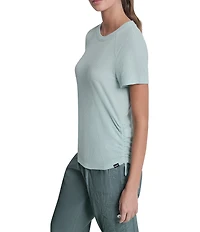 DKNY Sport By Donna Karan Overtime Mesh Crew Neck Short Sleeve Bungee Ruched Tee