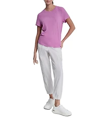 DKNY Sport By Donna Karan Overtime Mesh Crew Neck Short Sleeve Bungee Ruched Tee