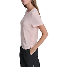 DKNY Sport By Donna Karan Overtime Mesh Crew Neck Short Sleeve Bungee Ruched Tee
