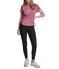 DKNY Sport by Donna Karan Overtime Mesh Crew Neck Short Sleeve Bungee Ruched Tee