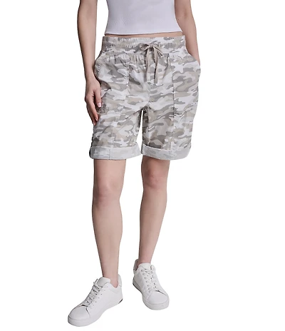 DKNY Sport by Donna Karan Peached Poplin Rib Waist Convertible Bermuda Shorts