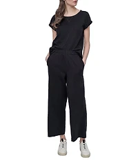 DKNY Sport by Donna Karan Slub Ankle Length Wide Leg Pants