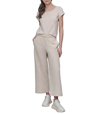 DKNY Sport by Donna Karan Slub Ankle Length Wide Leg Pants