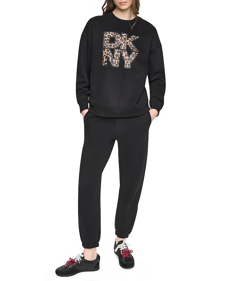 DKNY Sport by Donna Karan Stacked Animal Print Logo Crewneck Sweatshirt