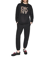 DKNY Sport by Donna Karan Stacked Animal Print Logo Crewneck Sweatshirt