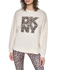DKNY Sport by Donna Karan Stacked Animal Print Logo Crewneck Sweatshirt