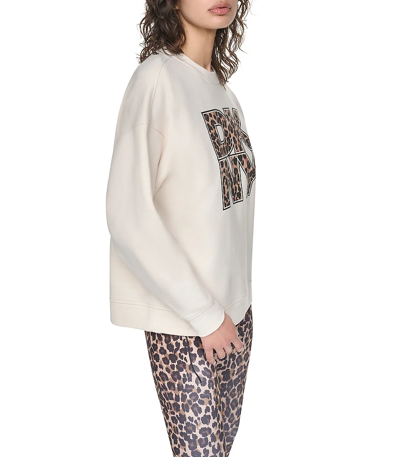 DKNY Sport by Donna Karan Stacked Animal Print Logo Crewneck Sweatshirt