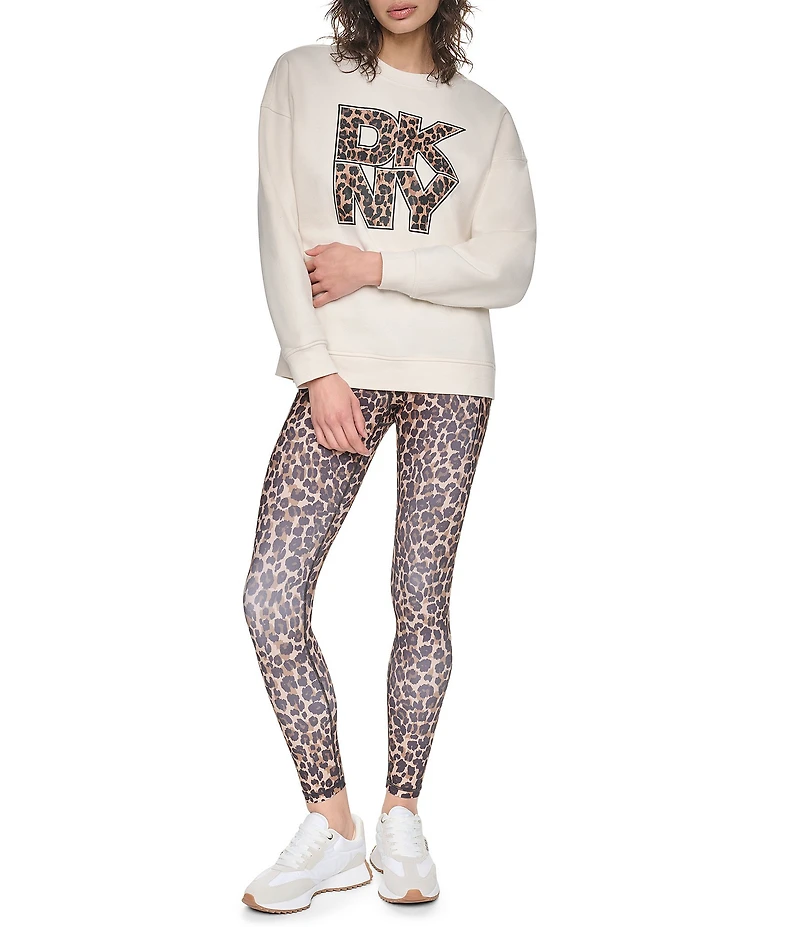 DKNY Sport by Donna Karan Stacked Animal Print Logo Crewneck Sweatshirt