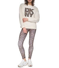 DKNY Sport by Donna Karan Stacked Animal Print Logo Crewneck Sweatshirt