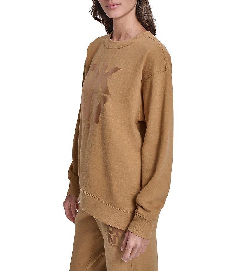 DKNY Sport by Donna Karan Coordinating Stacked Transfer Logo Nolita Crew Neck Sweatshirt