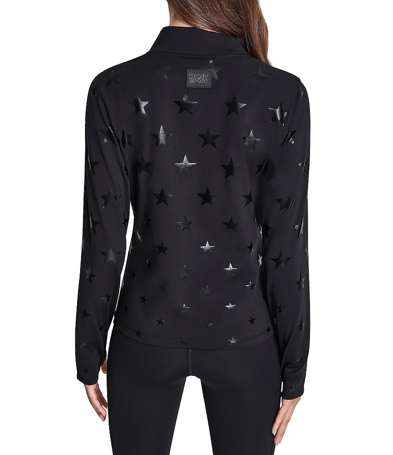 DKNY Sport by Donna Karan Star Print Alpine Fitness Long Sleeve Half Zip Pullover