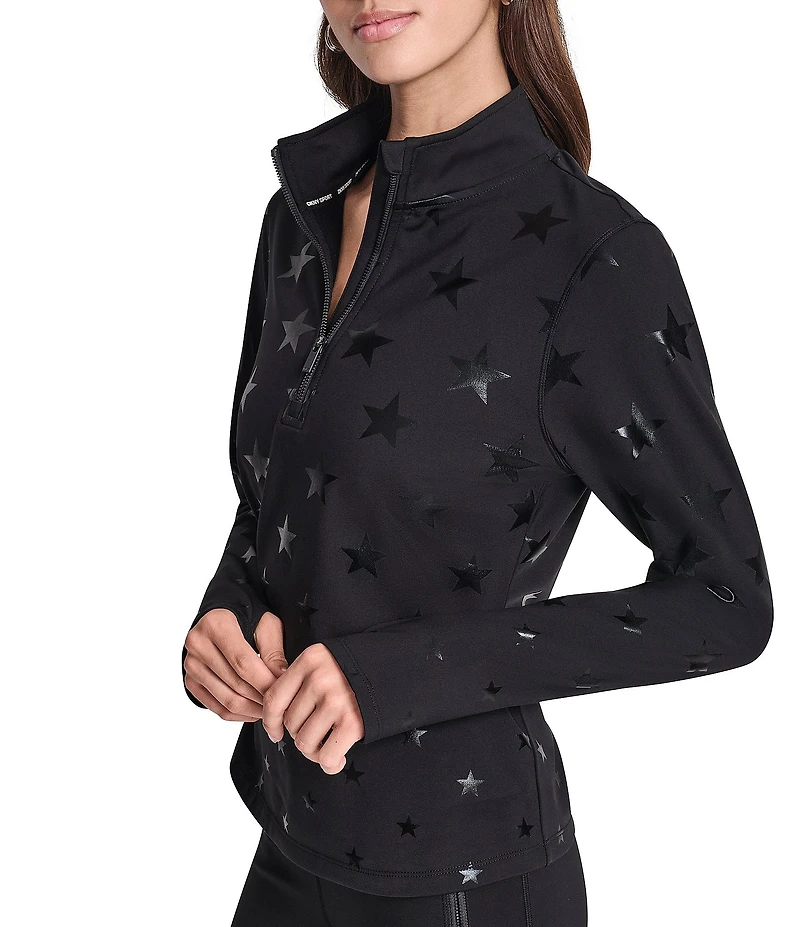 DKNY Sport by Donna Karan Star Print Alpine Fitness Long Sleeve Half Zip Pullover