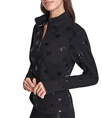 DKNY Sport by Donna Karan Star Print Alpine Fitness Long Sleeve Half Zip Pullover