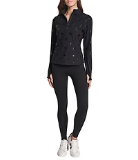 DKNY Sport by Donna Karan Star Print Alpine Fitness Long Sleeve Half Zip Pullover