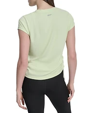 DKNY Sport by Donna Karan V Neck Short Sleeve Tech Ruched Side Seam Tee