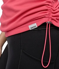 DKNY Sport by Donna Karan V Neck Short Sleeve Tech Ruched Side Seam Tee