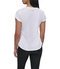 DKNY Sport by Donna Karan V Neck Short Sleeve Tech Ruched Side Seam Tee
