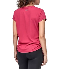 DKNY Sport by Donna Karan V Neck Short Sleeve Tech Ruched Side Seam Tee