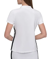 DKNY Sport by Donna Karan Varsity Stripe Pique Short Sleeve Collar Neck Polo