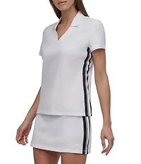 DKNY Sport by Donna Karan Varsity Stripe Pique Short Sleeve Collar Neck Polo