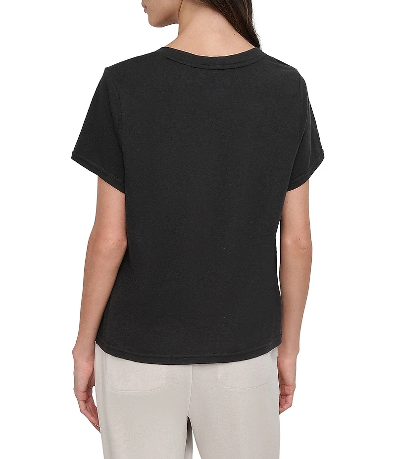 DKNY Sport by Donna Karen V-Neck Short Sleeve Slub Tee