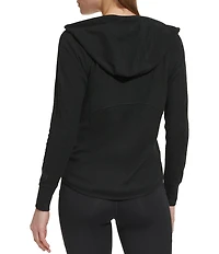 DKNY Sport by Donna Karan Long Sleeve Full Zip Mini Slub Waffle Pocketed Hoodie