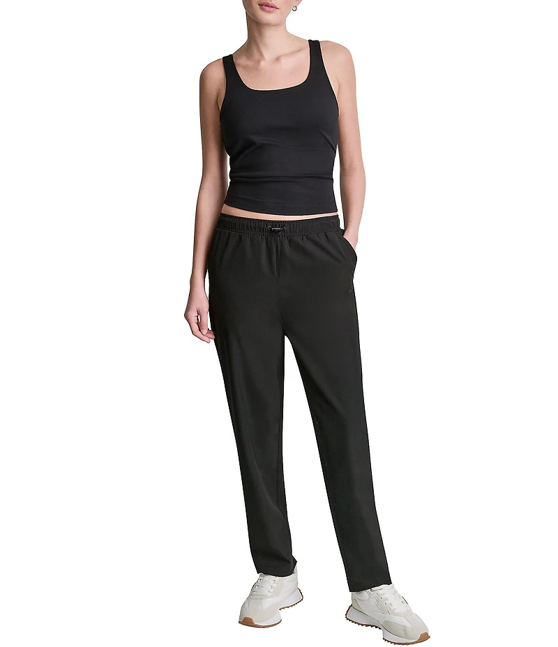 DKNY Sports by Donna Karan Hudson Stretch Woven High Rise Tapered Straight Leg Pants