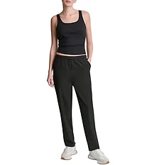DKNY Sports by Donna Karan Hudson Stretch Woven High Rise Tapered Straight Leg Pants