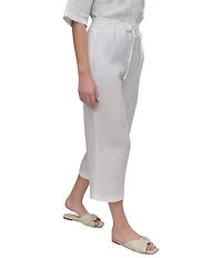 DKNY by Donna Karan Wide Leg Drawstring Woven Linen Blend Coordinating Pocketed Pants
