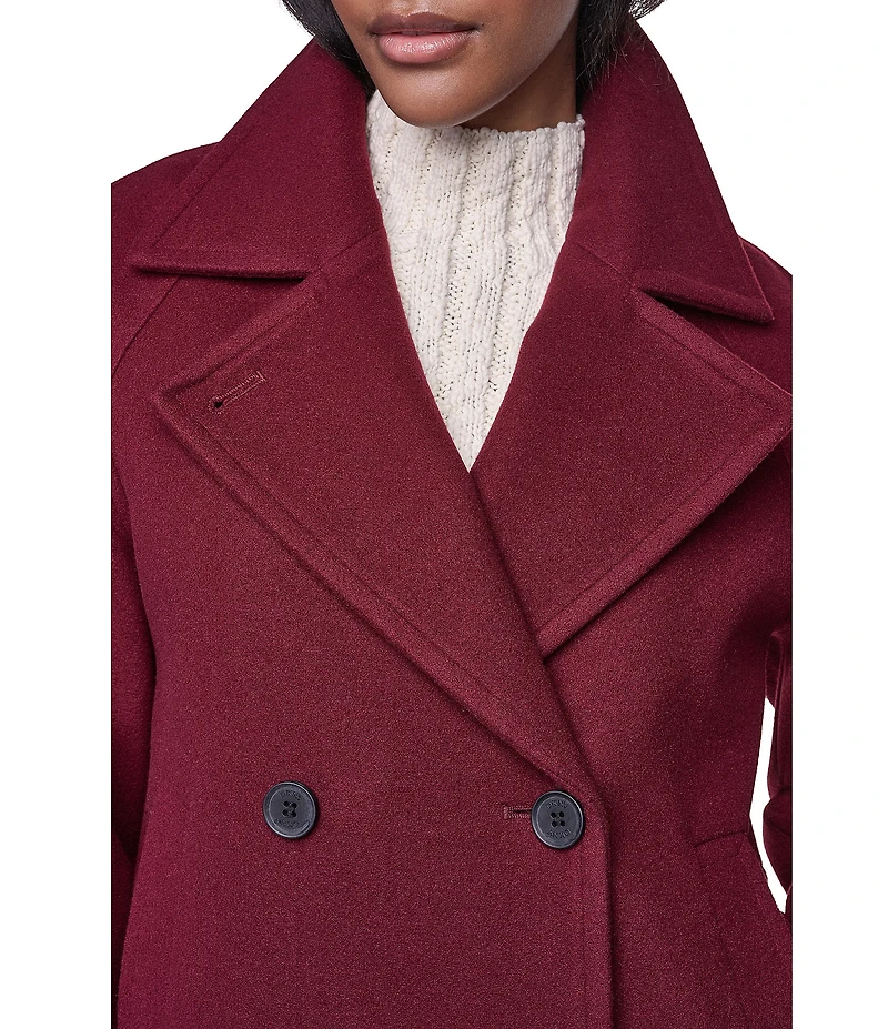 DKNY Wool Blend Notch Collar Double Breasted Peacoat