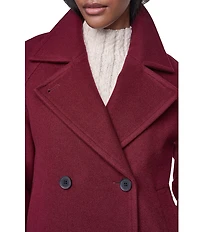 DKNY Wool Blend Notch Collar Double Breasted Peacoat