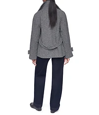 DKNY Wool Blend Notch Collar Double Breasted Peacoat