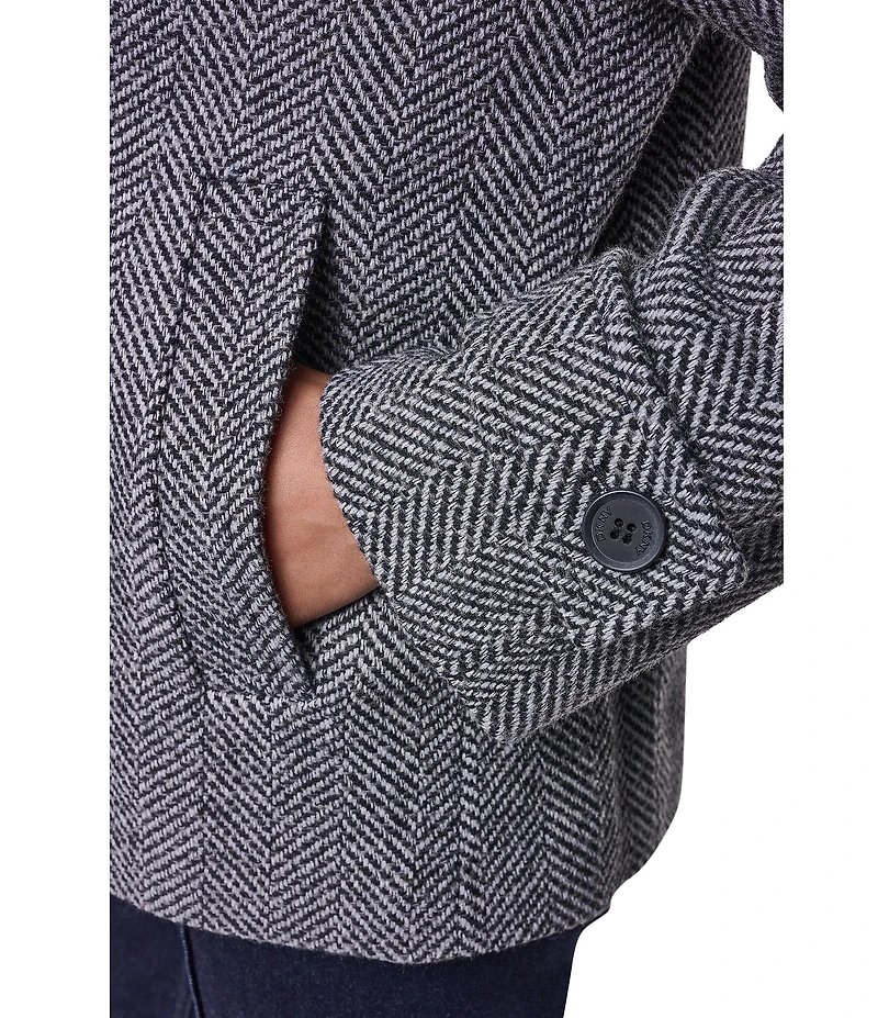 DKNY Wool Blend Notch Collar Double Breasted Peacoat
