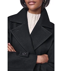 DKNY Wool Blend Notch Collar Double Breasted Peacoat