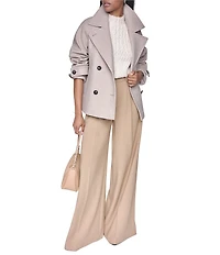 DKNY Wool Blend Notch Collar Double Breasted Peacoat