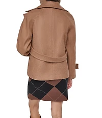 DKNY Wool Blend Notch Collar Double Breasted Peacoat