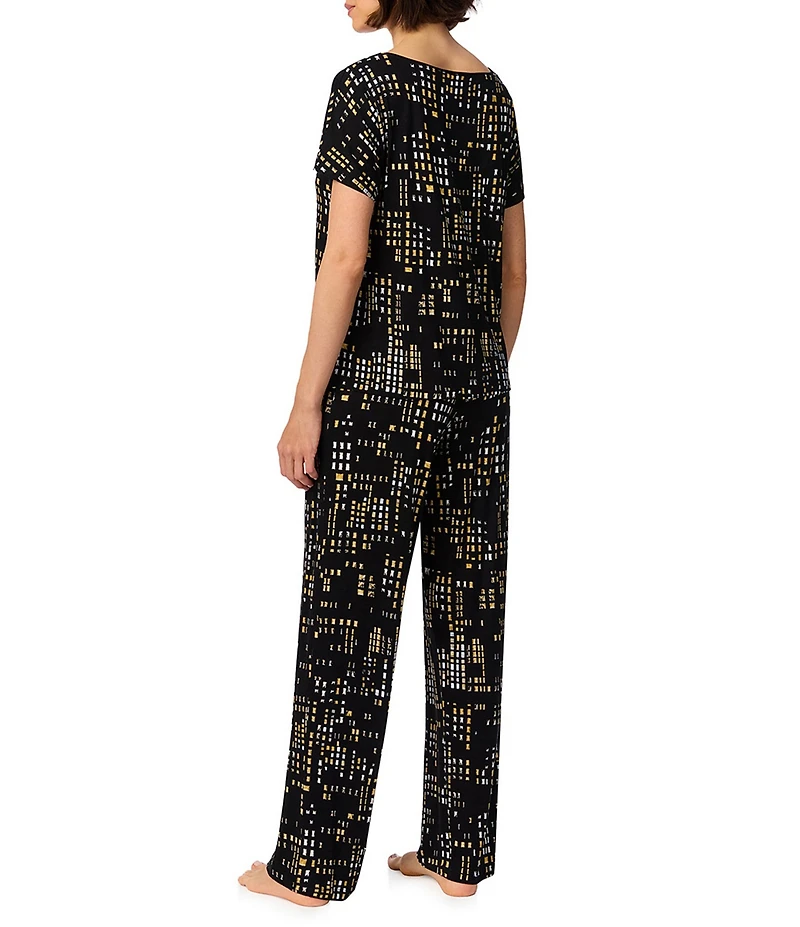 DNKY City Print Dolman Sleeve Boat Neck Jersey Knit Pant Pajama Set