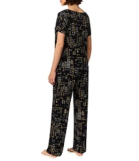 DNKY City Print Dolman Sleeve Boat Neck Jersey Knit Pant Pajama Set