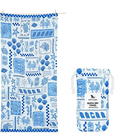 Dock & Bay Grecian Shores Quick Dry XL Beach Towel with Pouch