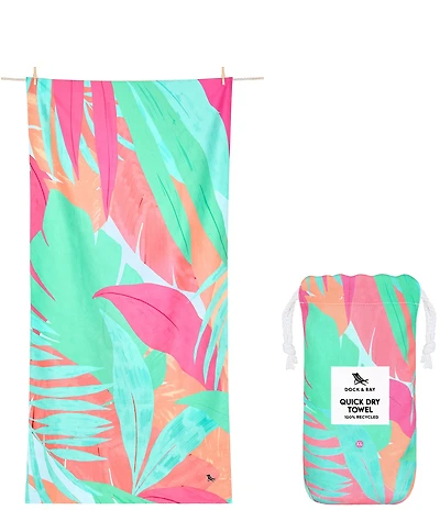 Dock & Bay Summer Shop Collection Hot Tropics Quick Dry XL Beach Towel with Pouch