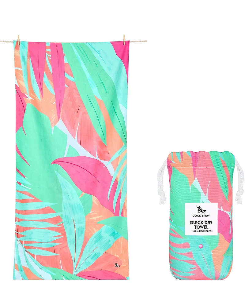 Dock & Bay Summer Shop Collection Hot Tropics Quick Dry XL Beach Towel with Pouch