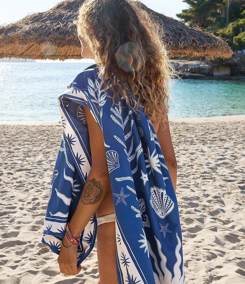 Dock & Bay Summer Shop Collection Ocean Treasure Quick Dry XL Beach Towel with Pouch