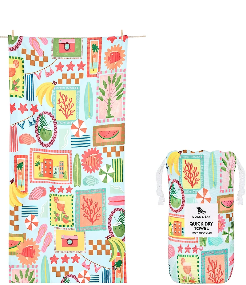 Dock & Bay Wish You Were Here Quick Dry XL Beach Towel with Pouch
