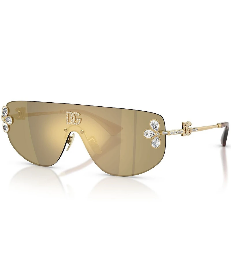 Dolce & Gabbana Women's DG2333B 38mm Jewel Mirrored Shield Sunglasses