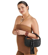 Dolce Vita Zenia Woven Leather Fringe Tassle Shoulder Bag
