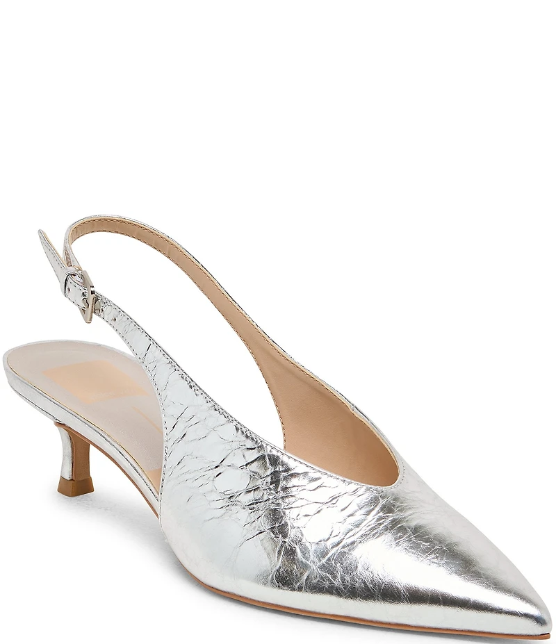 Dolce Vita Alenna Leather Kitten Heel Slingback Pumps