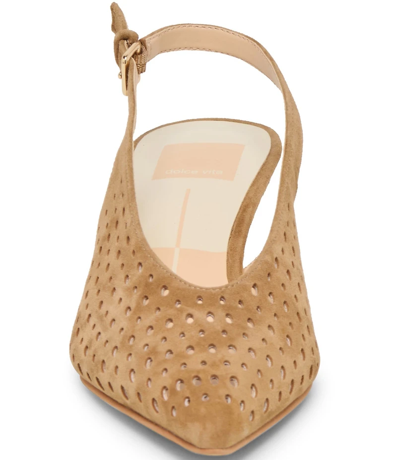Dolce Vita Alenna Perforated Suede Kitten Heel Slingback Pumps