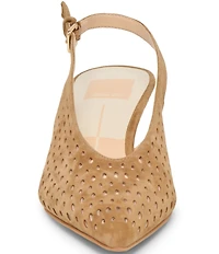 Dolce Vita Alenna Perforated Suede Kitten Heel Slingback Pumps